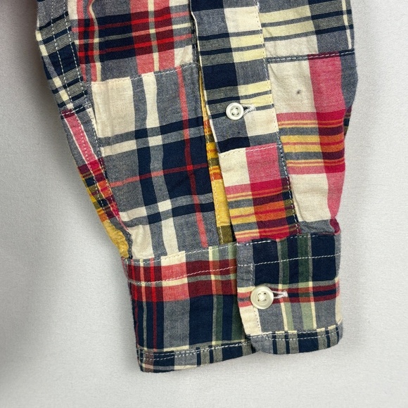 American Living Men Long sleeve Patchwork Button Down Shirt Sz M Plaid Madras - Picture 5 of 11
